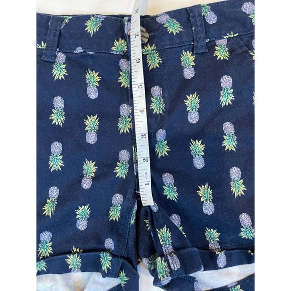 So Women's Favorite Midi Shorts Low Rise Pineapple Print Navy Blue Size 1 - Picture 4 of 9